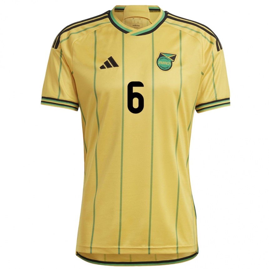 Niño Fútbol Camiseta Jamaica Lauren Reid #6 Amarillo 1ª Equipación 24-26 Perú