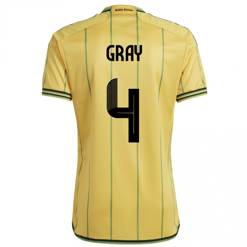 Niño Fútbol Camiseta Jamaica Tayvon Gray #4 Amarillo 1ª Equipación 24-26 Perú