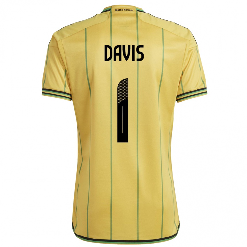 Niño Fútbol Camiseta Jamaica Shaquan Davis #1 Amarillo 1ª Equipación 24-26 Perú