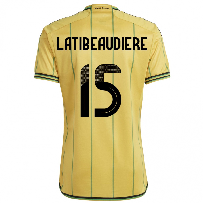 Niño Fútbol Camiseta Jamaica Joel Latibeaudiere #15 Amarillo 1ª Equipación 24-26 Perú