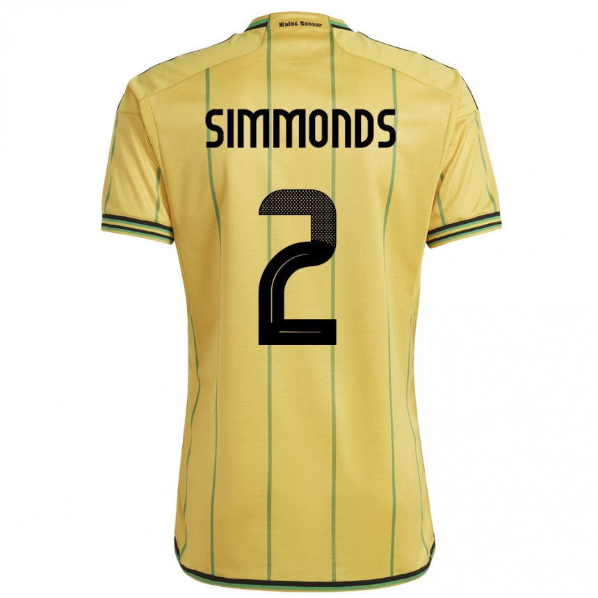 Niño Fútbol Camiseta Jamaica Nicholas Simmonds #2 Amarillo 1ª Equipación 24-26 Perú