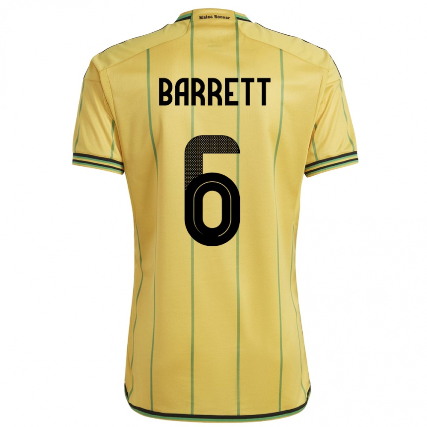 Niño Fútbol Camiseta Jamaica Ronaldo Barrett #6 Amarillo 1ª Equipación 24-26 Perú