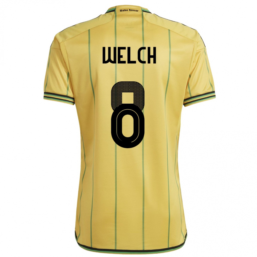 Niño Fútbol Camiseta Jamaica Makai Welch #8 Amarillo 1ª Equipación 24-26 Perú