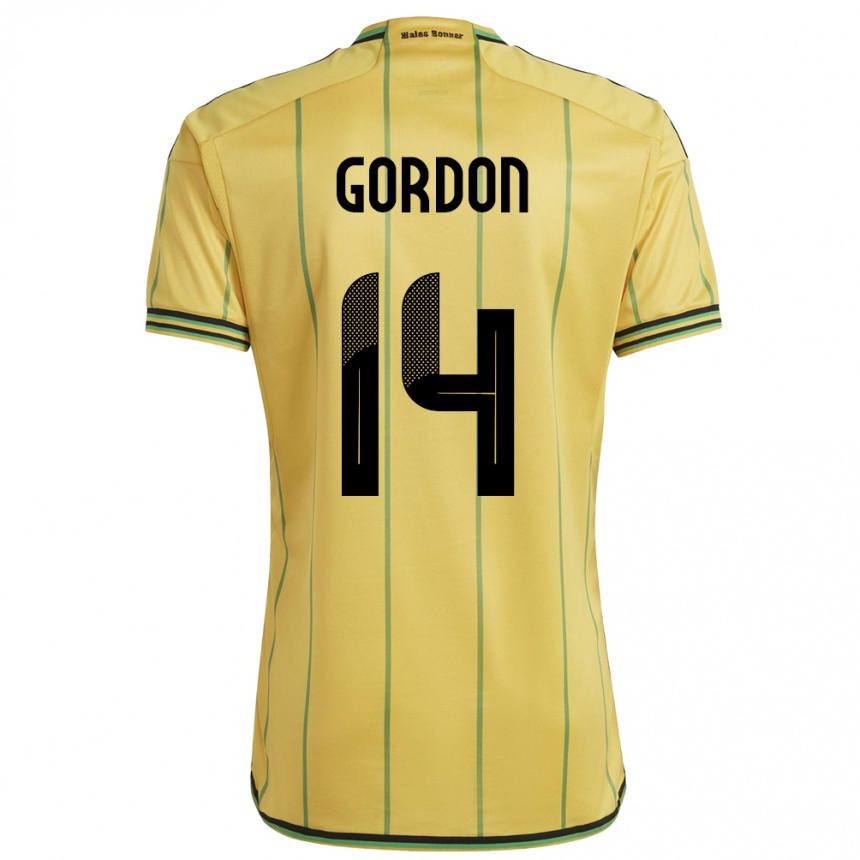 Niño Fútbol Camiseta Jamaica Ashton Gordon #14 Amarillo 1ª Equipación 24-26 Perú