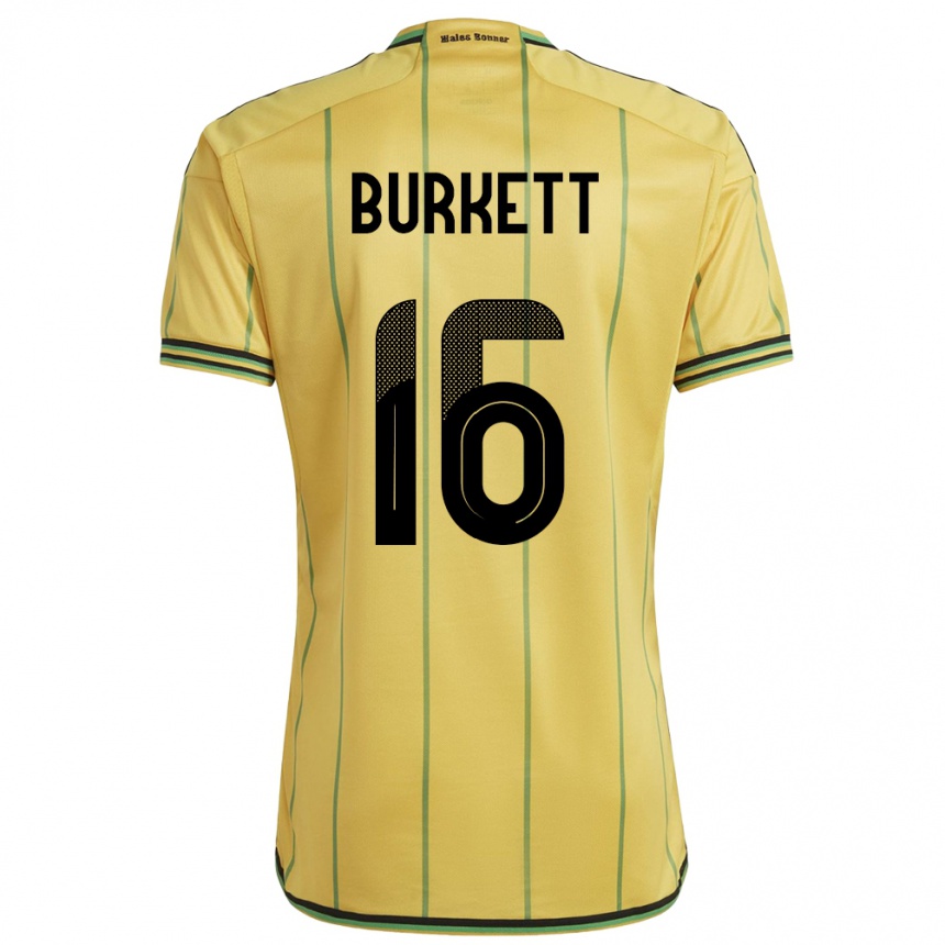 Niño Fútbol Camiseta Jamaica Brian Burkett #16 Amarillo 1ª Equipación 24-26 Perú