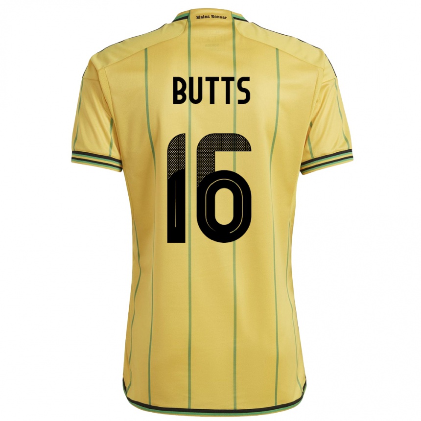 Niño Fútbol Camiseta Jamaica Njeri Butts #16 Amarillo 1ª Equipación 24-26 Perú