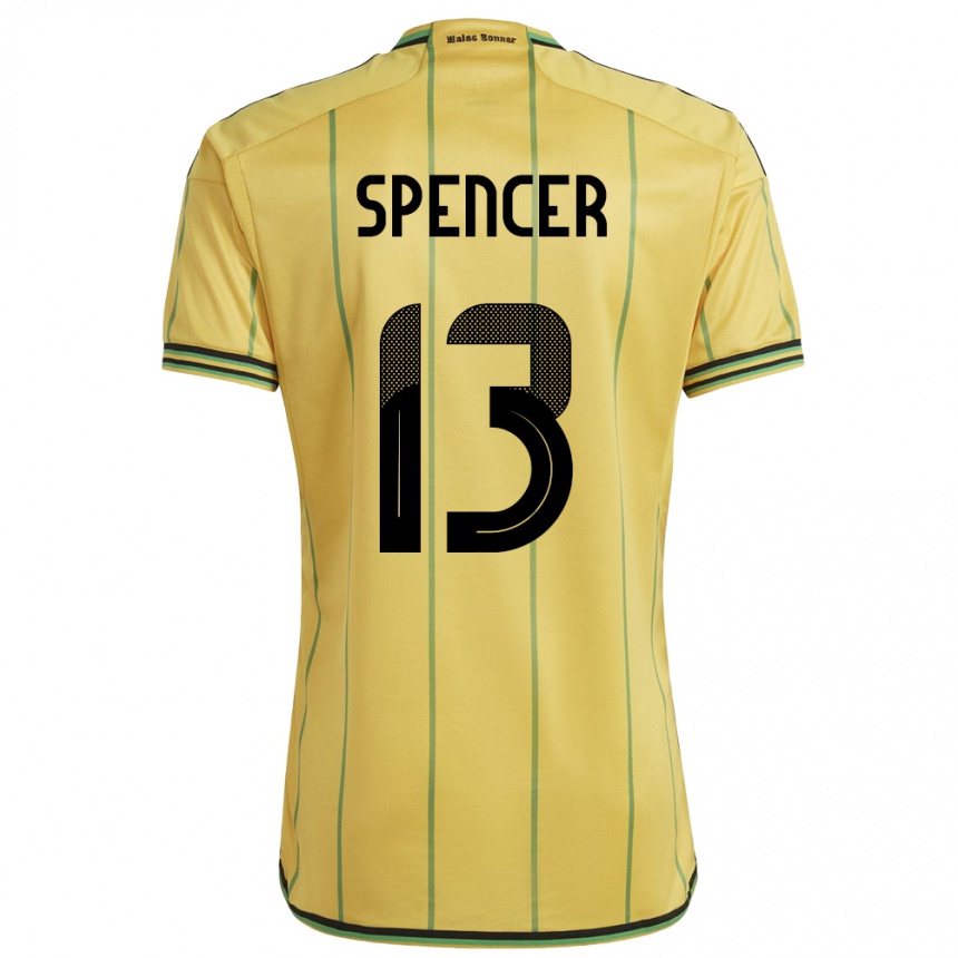 Niño Fútbol Camiseta Jamaica Rebecca Spencer #13 Amarillo 1ª Equipación 24-26 Perú