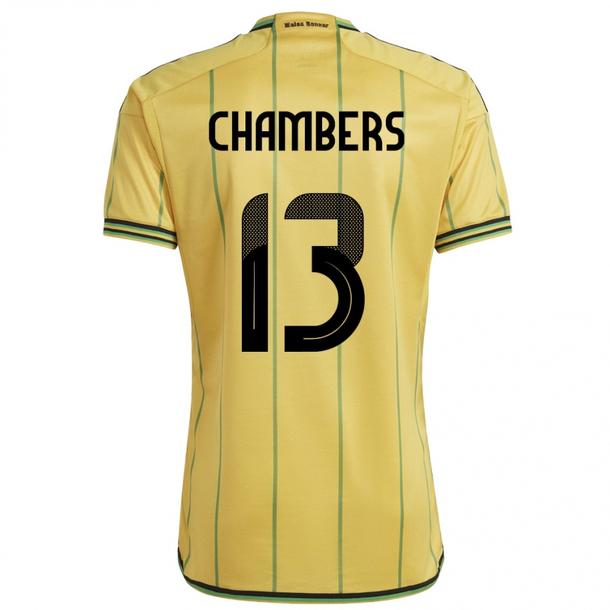 Niño Fútbol Camiseta Jamaica Chris-Ann Chambers #13 Amarillo 1ª Equipación 24-26 Perú