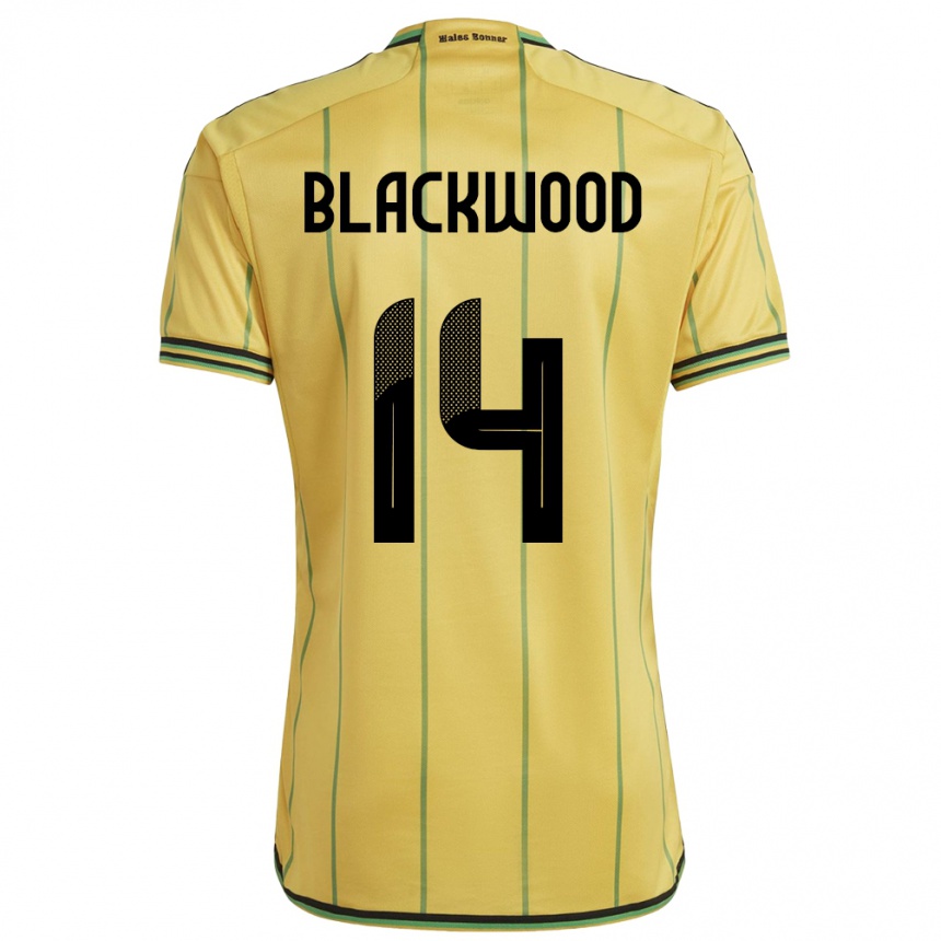 Niño Fútbol Camiseta Jamaica Deneisha Blackwood #14 Amarillo 1ª Equipación 24-26 Perú