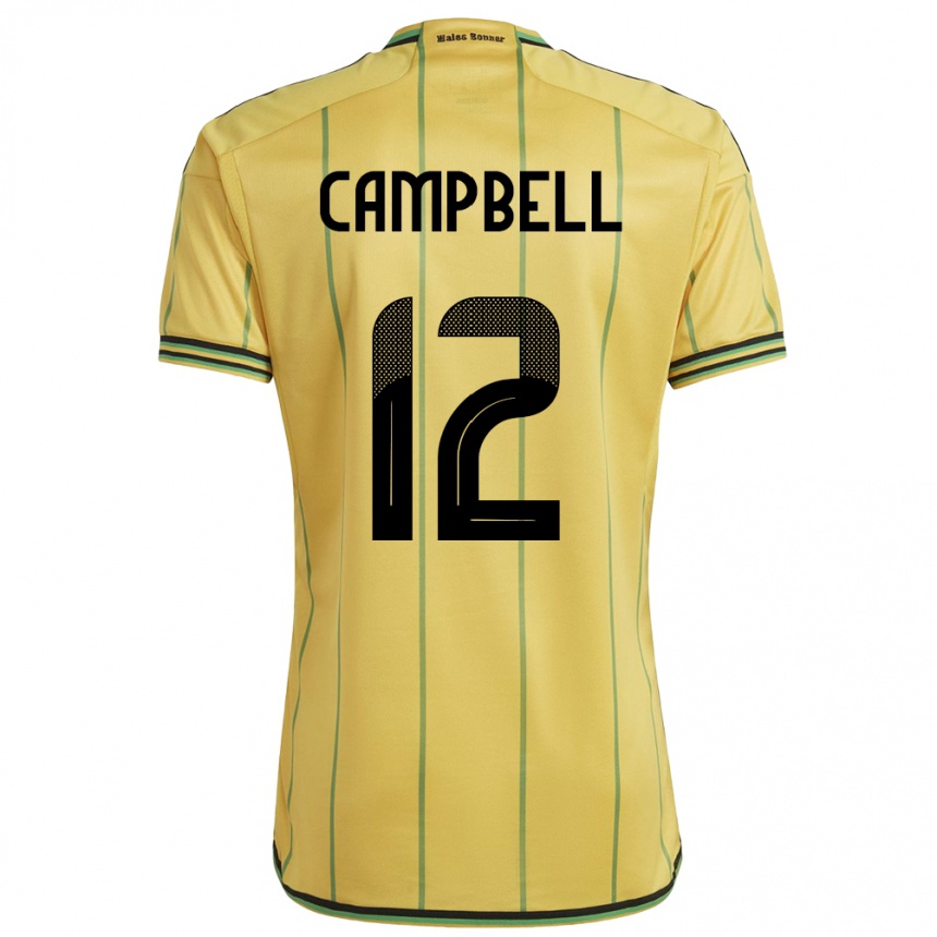 Niño Fútbol Camiseta Jamaica Sashana Campbell #12 Amarillo 1ª Equipación 24-26 Perú