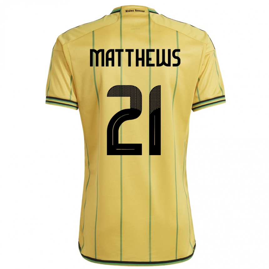 Niño Fútbol Camiseta Jamaica Cheyna Matthews #21 Amarillo 1ª Equipación 24-26 Perú