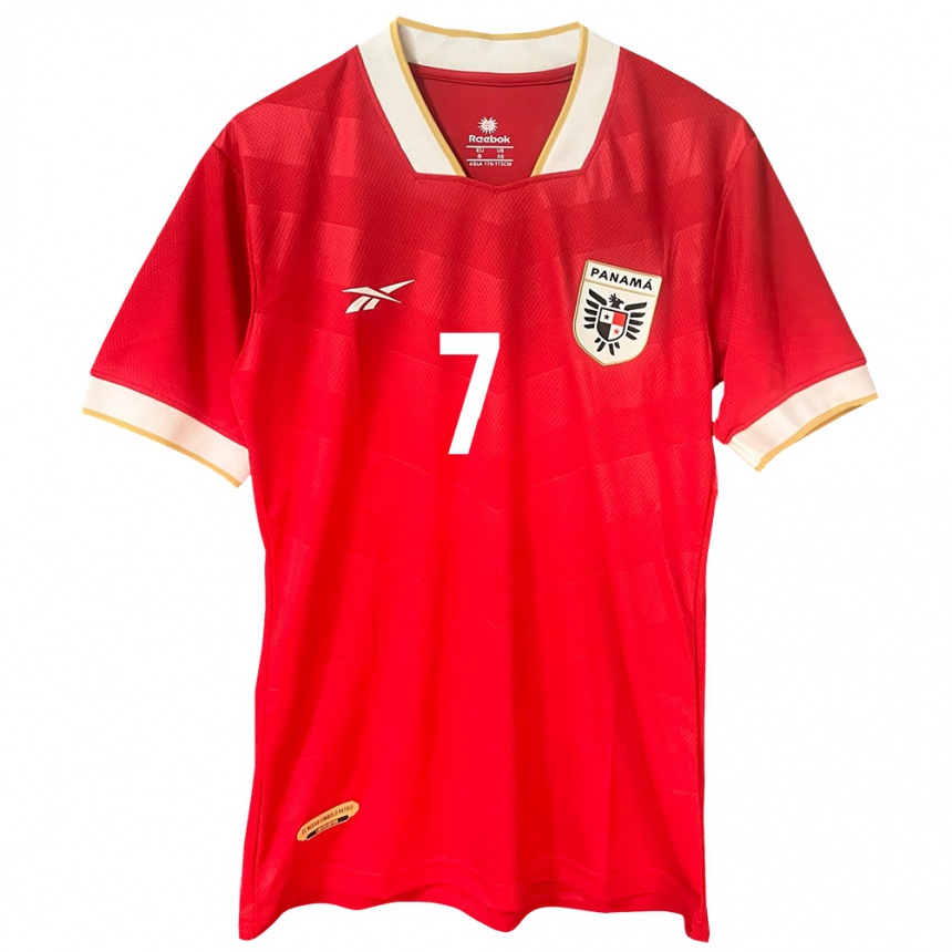 Niño Fútbol Camiseta Panamá José Luis Rodríguez #7 Rojo 1ª Equipación 24-26 Perú