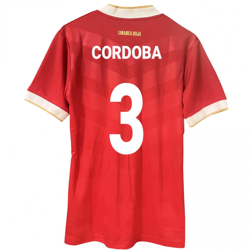 Niño Fútbol Camiseta Panamá José Córdoba #3 Rojo 1ª Equipación 24-26 Perú