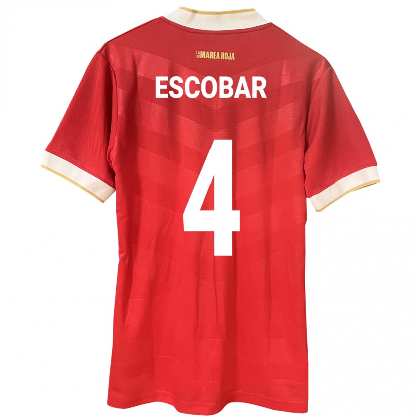 Niño Fútbol Camiseta Panamá Fidel Escobar #4 Rojo 1ª Equipación 24-26 Perú