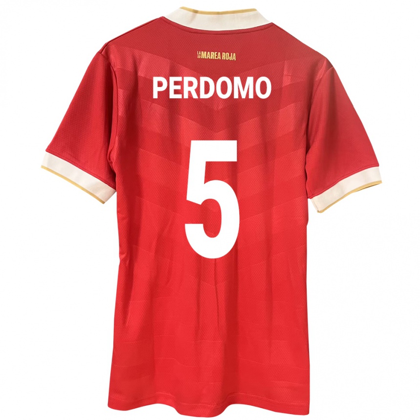 Niño Fútbol Camiseta Panamá Reyniel Perdomo #5 Rojo 1ª Equipación 24-26 Perú