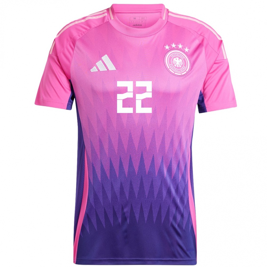 Niño Fútbol Camiseta Alemania Sarai Linder #22 Rosado Morado 2ª Equipación 24-26 Perú