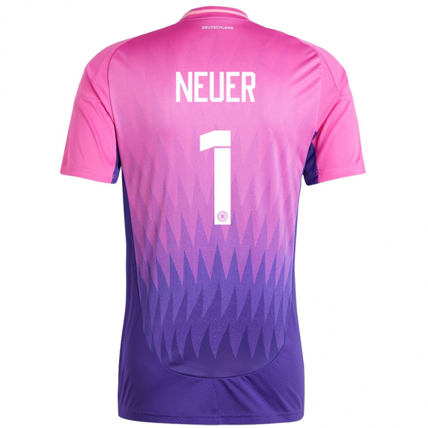 Niño Fútbol Camiseta Alemania Manuel Neuer #1 Rosado Morado 2ª Equipación 24-26 Perú