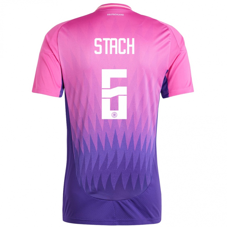 Niño Fútbol Camiseta Alemania Anton Stach #6 Rosado Morado 2ª Equipación 24-26 Perú