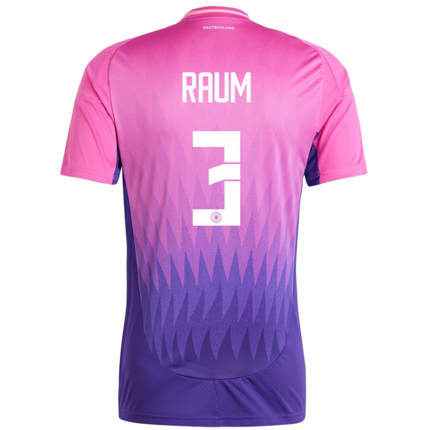 Niño Fútbol Camiseta Alemania David Raum #3 Rosado Morado 2ª Equipación 24-26 Perú