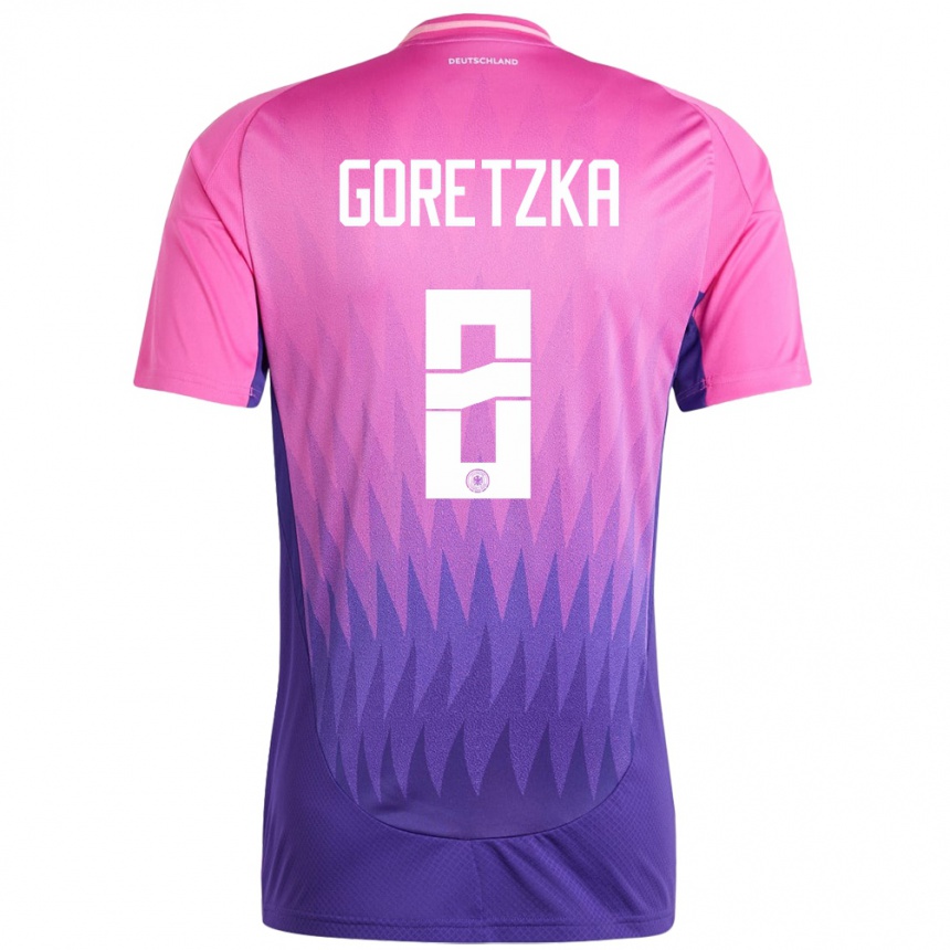 Niño Fútbol Camiseta Alemania Leon Goretzka #8 Rosado Morado 2ª Equipación 24-26 Perú