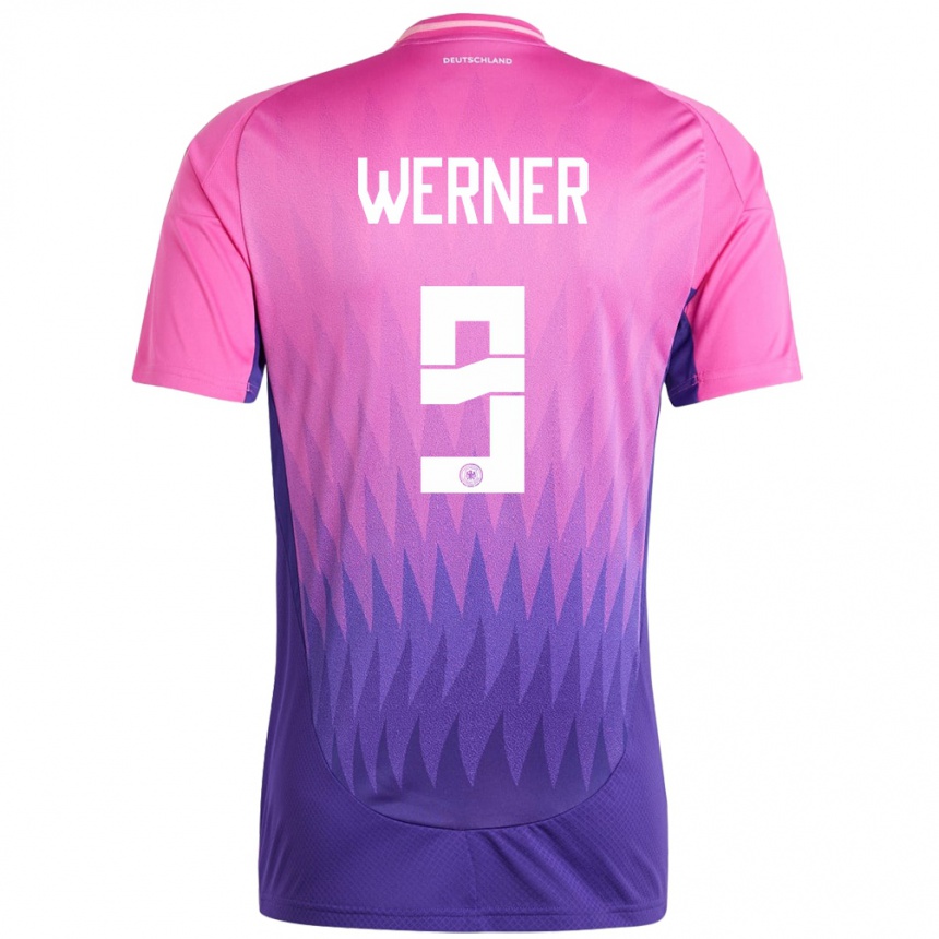 Niño Fútbol Camiseta Alemania Timo Werner #9 Rosado Morado 2ª Equipación 24-26 Perú