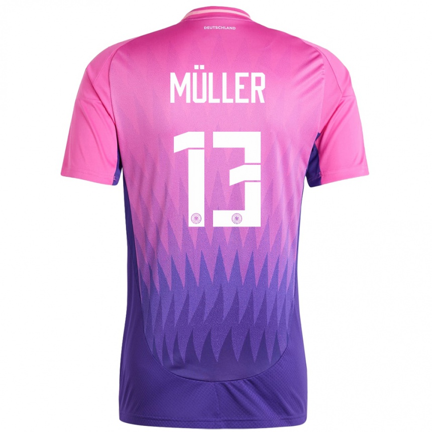 Niño Fútbol Camiseta Alemania Thomas Muller #13 Rosado Morado 2ª Equipación 24-26 Perú