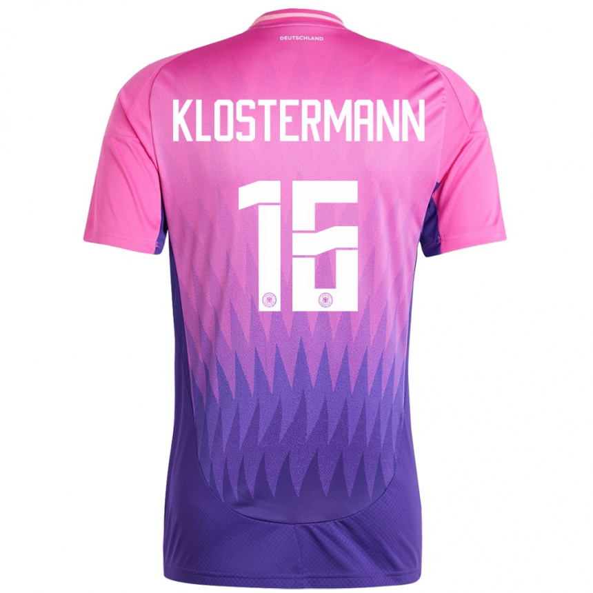 Niño Fútbol Camiseta Alemania Lukas Klostermann #16 Rosado Morado 2ª Equipación 24-26 Perú