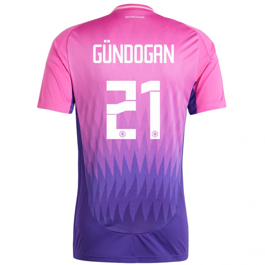 Niño Fútbol Camiseta Alemania Ilkay Gundogan #21 Rosado Morado 2ª Equipación 24-26 Perú