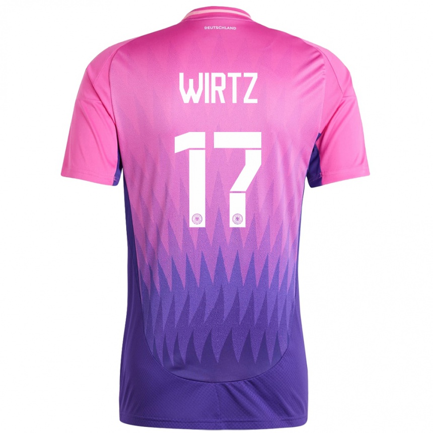 Niño Fútbol Camiseta Alemania Florian Wirtz #17 Rosado Morado 2ª Equipación 24-26 Perú