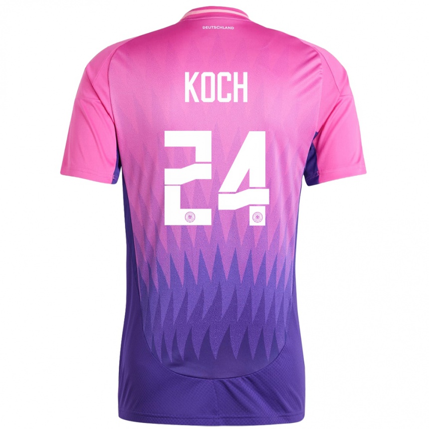 Niño Fútbol Camiseta Alemania Robin Koch #24 Rosado Morado 2ª Equipación 24-26 Perú