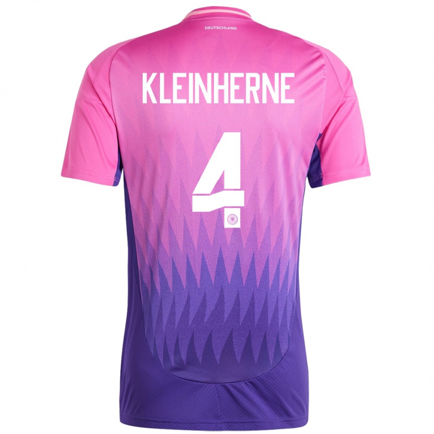 Niño Fútbol Camiseta Alemania Sophia Kleinherne #4 Rosado Morado 2ª Equipación 24-26 Perú