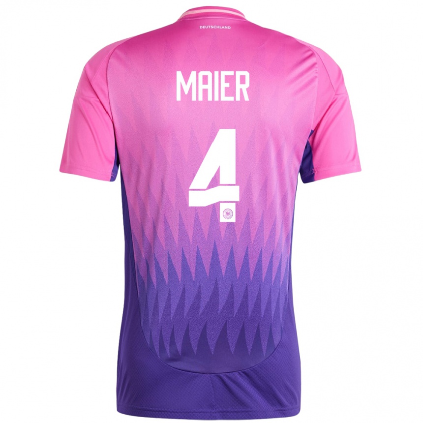 Niño Fútbol Camiseta Alemania Leonie Maier #4 Rosado Morado 2ª Equipación 24-26 Perú