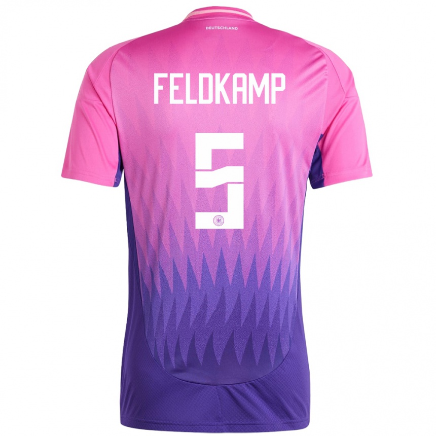 Niño Fútbol Camiseta Alemania Jana Feldkamp #5 Rosado Morado 2ª Equipación 24-26 Perú