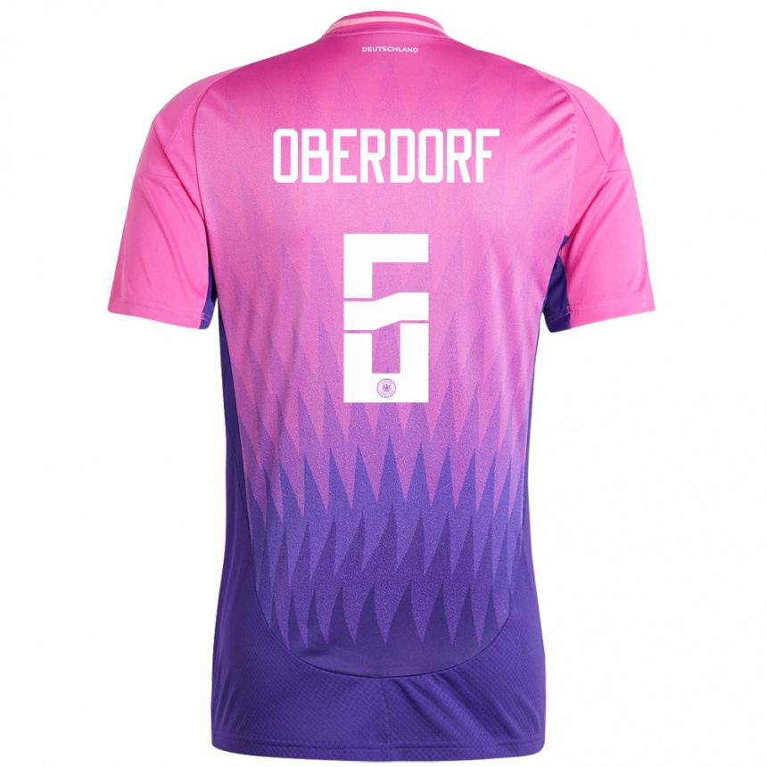 Niño Fútbol Camiseta Alemania Lena Oberdorf #6 Rosado Morado 2ª Equipación 24-26 Perú