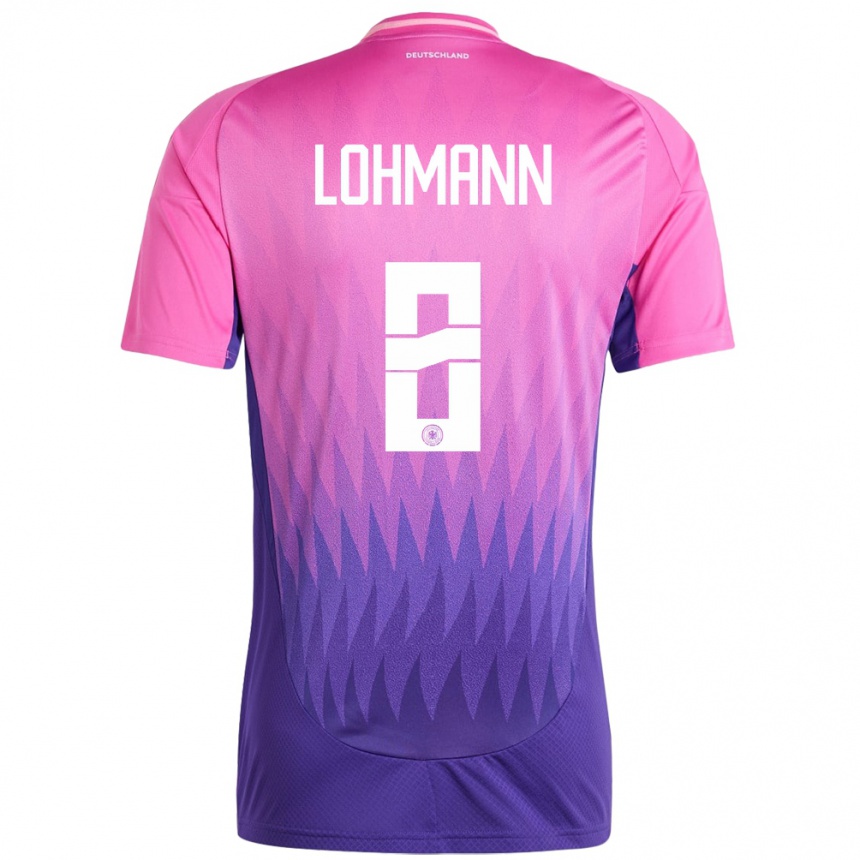 Niño Fútbol Camiseta Alemania Sydney Lohmann #8 Rosado Morado 2ª Equipación 24-26 Perú