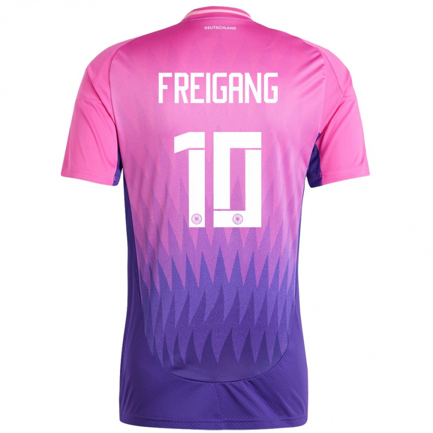 Niño Fútbol Camiseta Alemania Laura Freigang #10 Rosado Morado 2ª Equipación 24-26 Perú