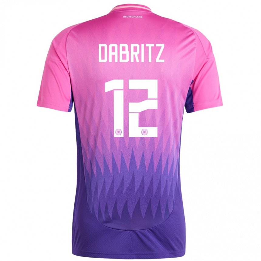 Niño Fútbol Camiseta Alemania Sara Dabritz #12 Rosado Morado 2ª Equipación 24-26 Perú