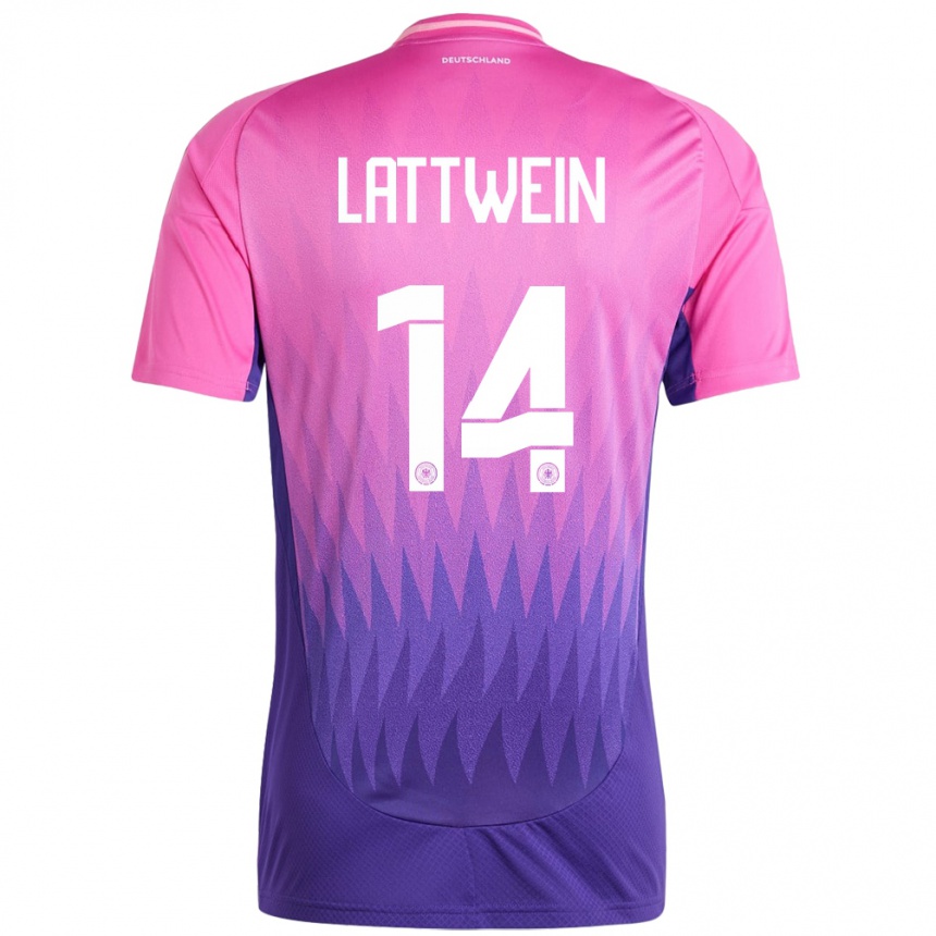 Niño Fútbol Camiseta Alemania Lena Lattwein #14 Rosado Morado 2ª Equipación 24-26 Perú