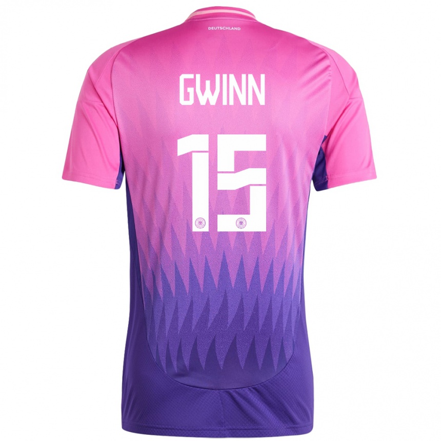 Niño Fútbol Camiseta Alemania Giulia Gwinn #15 Rosado Morado 2ª Equipación 24-26 Perú