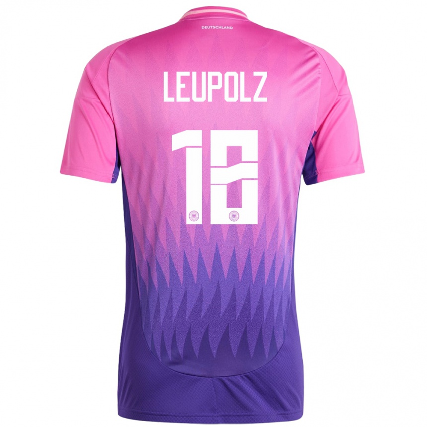 Niño Fútbol Camiseta Alemania Melanie Leupolz #18 Rosado Morado 2ª Equipación 24-26 Perú