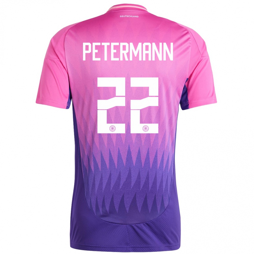 Niño Fútbol Camiseta Alemania Lena Petermann #22 Rosado Morado 2ª Equipación 24-26 Perú