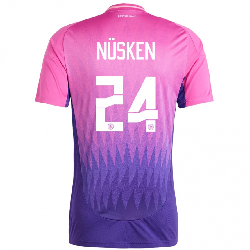 Niño Fútbol Camiseta Alemania Sjoeke Nusken #24 Rosado Morado 2ª Equipación 24-26 Perú