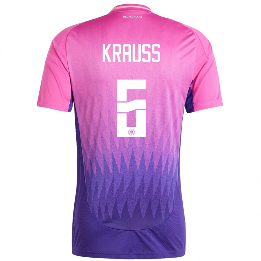 Niño Fútbol Camiseta Alemania Tom Kraub #6 Rosado Morado 2ª Equipación 24-26 Perú