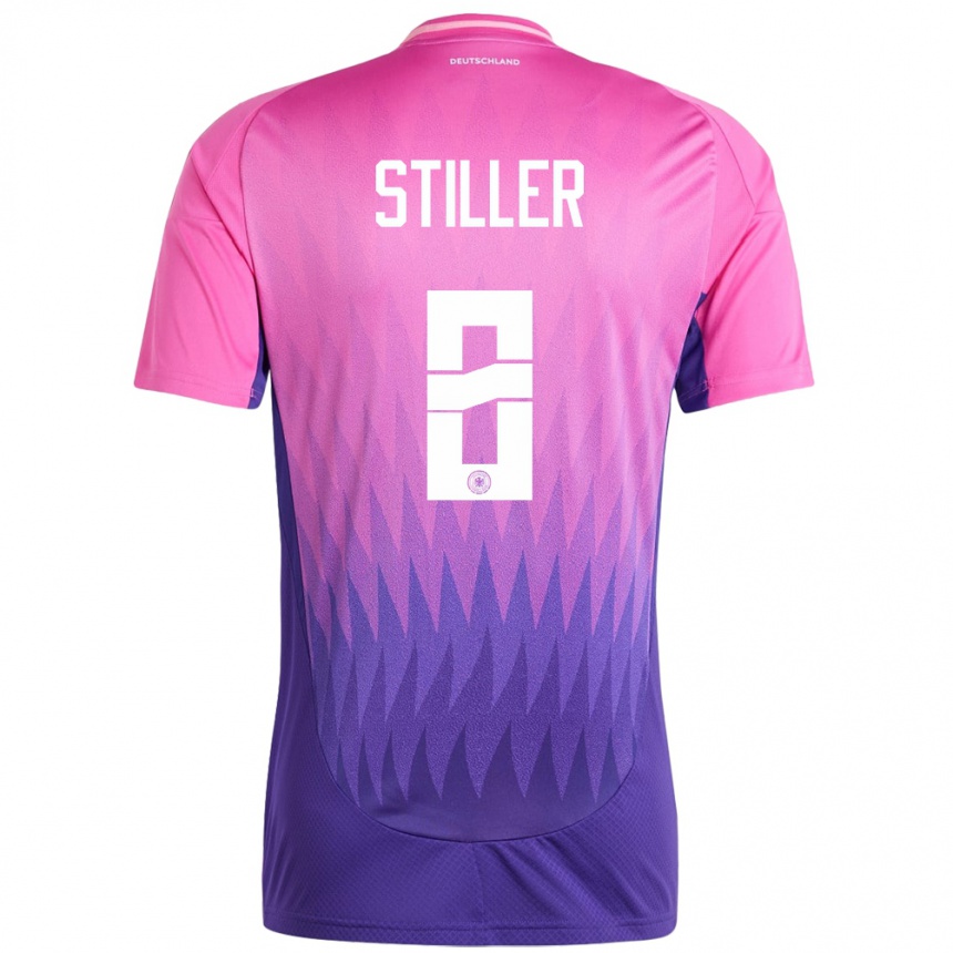 Niño Fútbol Camiseta Alemania Angelo Stiller #8 Rosado Morado 2ª Equipación 24-26 Perú