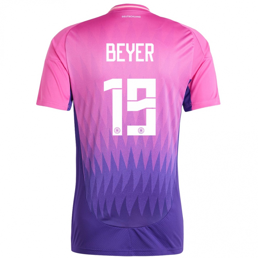 Niño Fútbol Camiseta Alemania Jordan Beyer #19 Rosado Morado 2ª Equipación 24-26 Perú