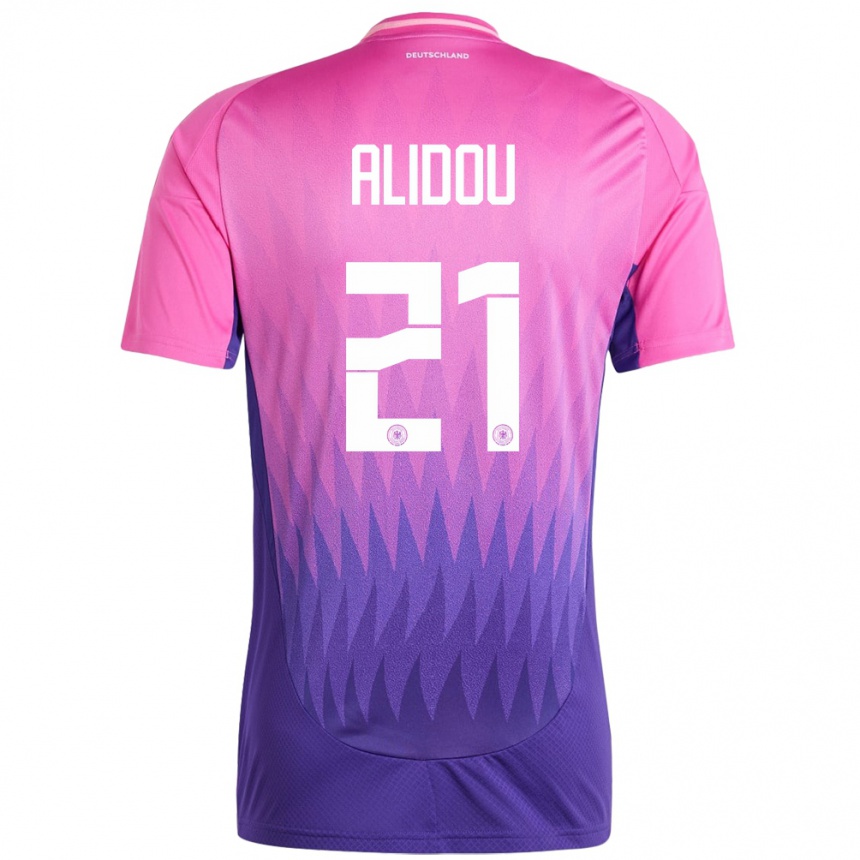 Niño Fútbol Camiseta Alemania Faride Alidou #21 Rosado Morado 2ª Equipación 24-26 Perú