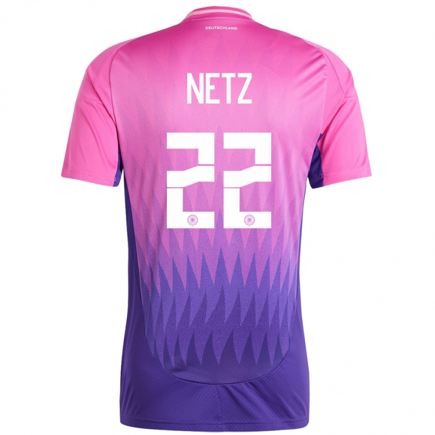 Niño Fútbol Camiseta Alemania Luca Netz #22 Rosado Morado 2ª Equipación 24-26 Perú