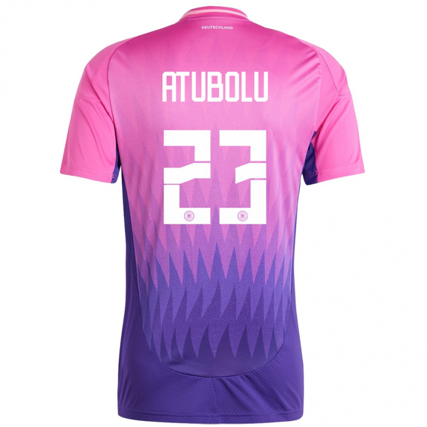 Niño Fútbol Camiseta Alemania Noah Atubolu #23 Rosado Morado 2ª Equipación 24-26 Perú