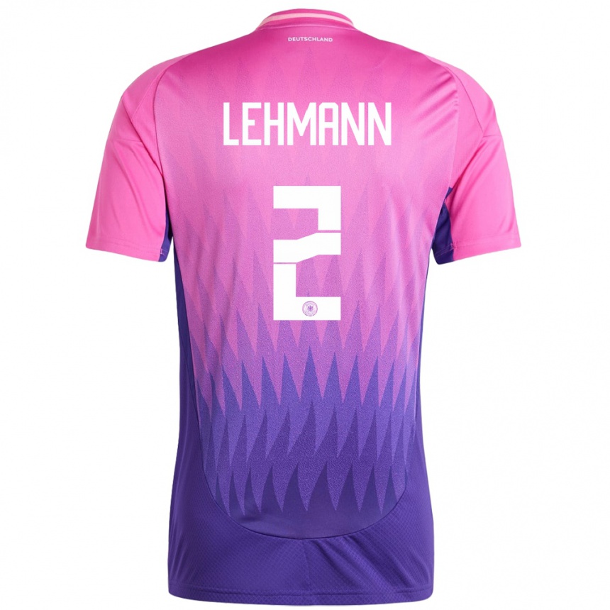 Niño Fútbol Camiseta Alemania Paul Lehmann #2 Rosado Morado 2ª Equipación 24-26 Perú