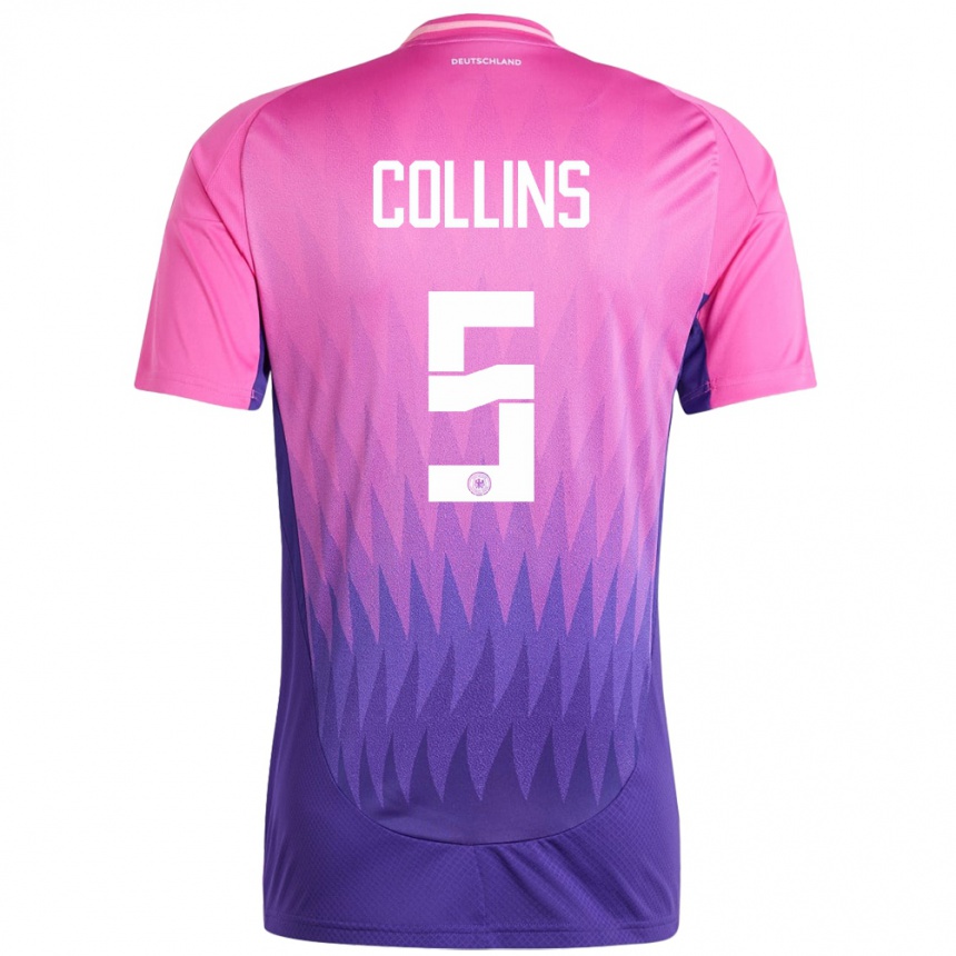 Niño Fútbol Camiseta Alemania Nnamdi Collins #5 Rosado Morado 2ª Equipación 24-26 Perú